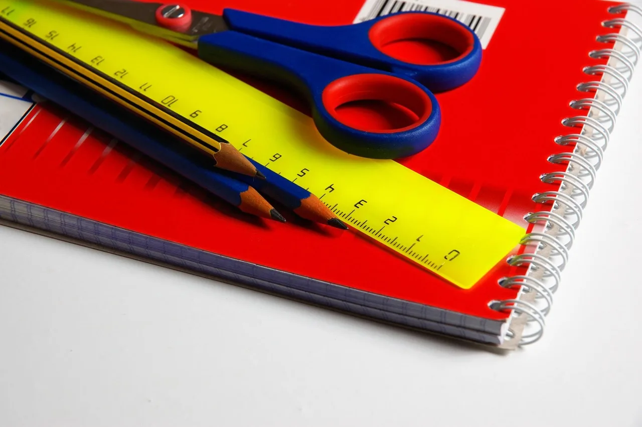 pencils, ruler, scissors, notebook, notes, writing, office, pad, student, school, binder, pen, set, pages, document, learning, lines, sketching, supplies, square, object, sketch, studying, triangle, easer